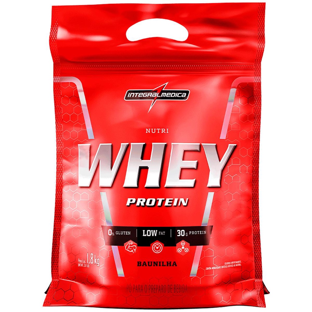 Nutri whey Protein Para Ganho de Peso Morango 1,8Kg Refil – Integralmedica