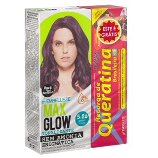 Kit Tonalizante Vegano MaxGlow Enigmática Marsala Escuro 5.26 + Novex Recarga Queratina Brasileira