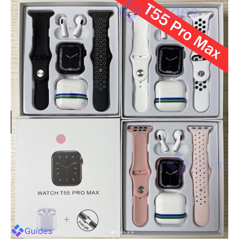 2022 T55 Pro Max Smartwatch TWS Fone De Ouvido 2 Em 1 BT Chamada Reloj