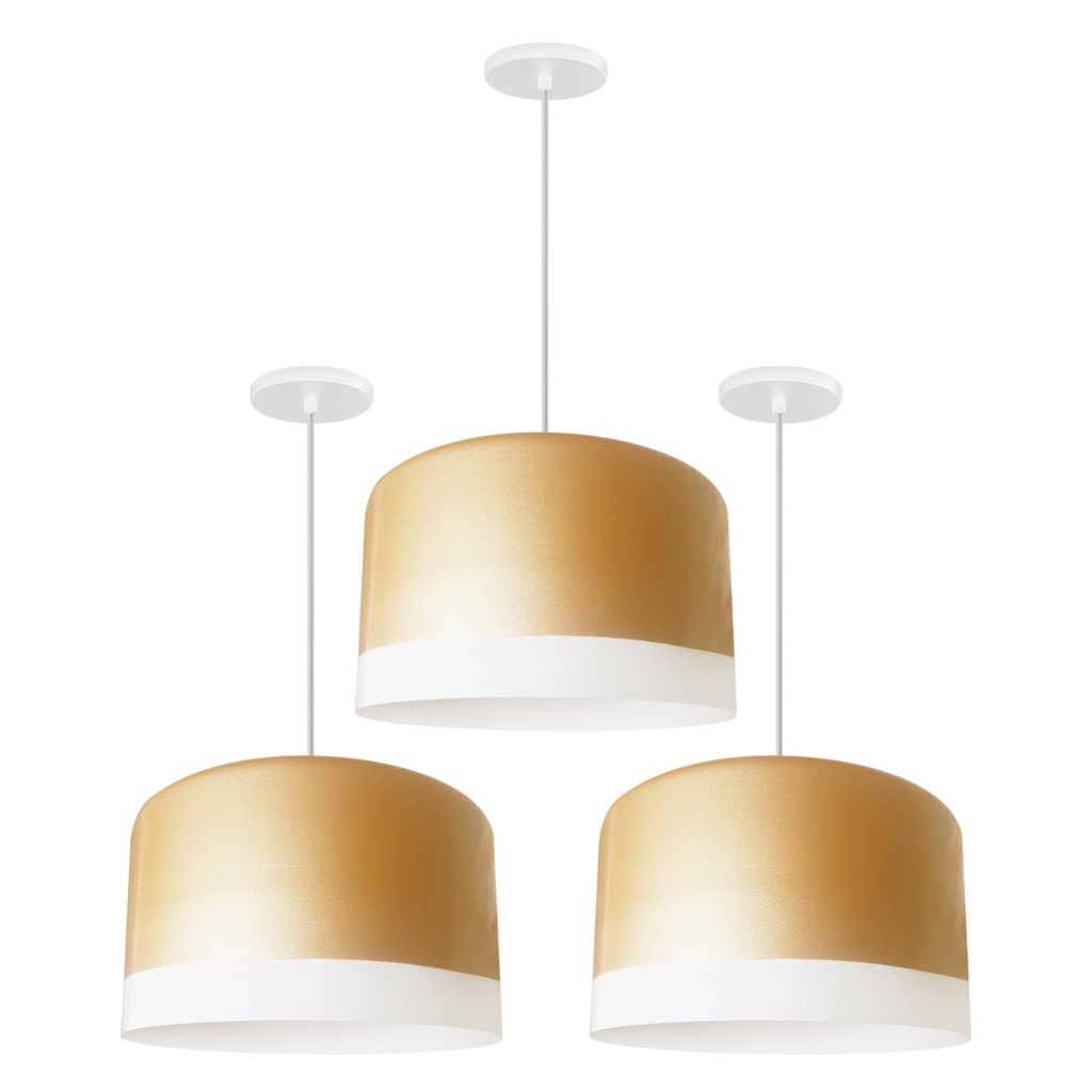 Kit 3 Pendente Large Bilboquê Luxo Dourado Vernil C/ Branco | Shopee Brasil