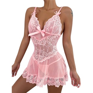 Mulheres Sexy Lace Nightdress Lingerie Vestido Nightwear Babydoll