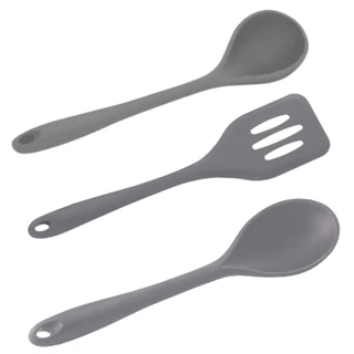 Conjunto de Utensilios em Silicone Cinza 3 Peças