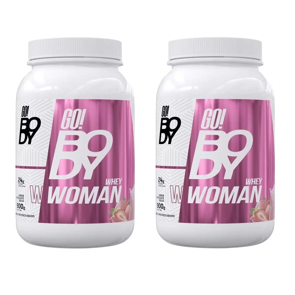Kit 2X Whey Protein Woman Com Colágeno (900G) GO BODY – Morango