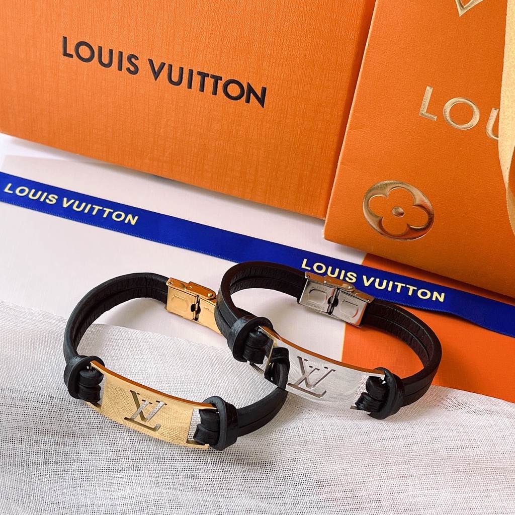 Louis Vuitton LV pulseira feminina e masculina couro casal acessórios joias  de moda S349 - Desconto no Preço
