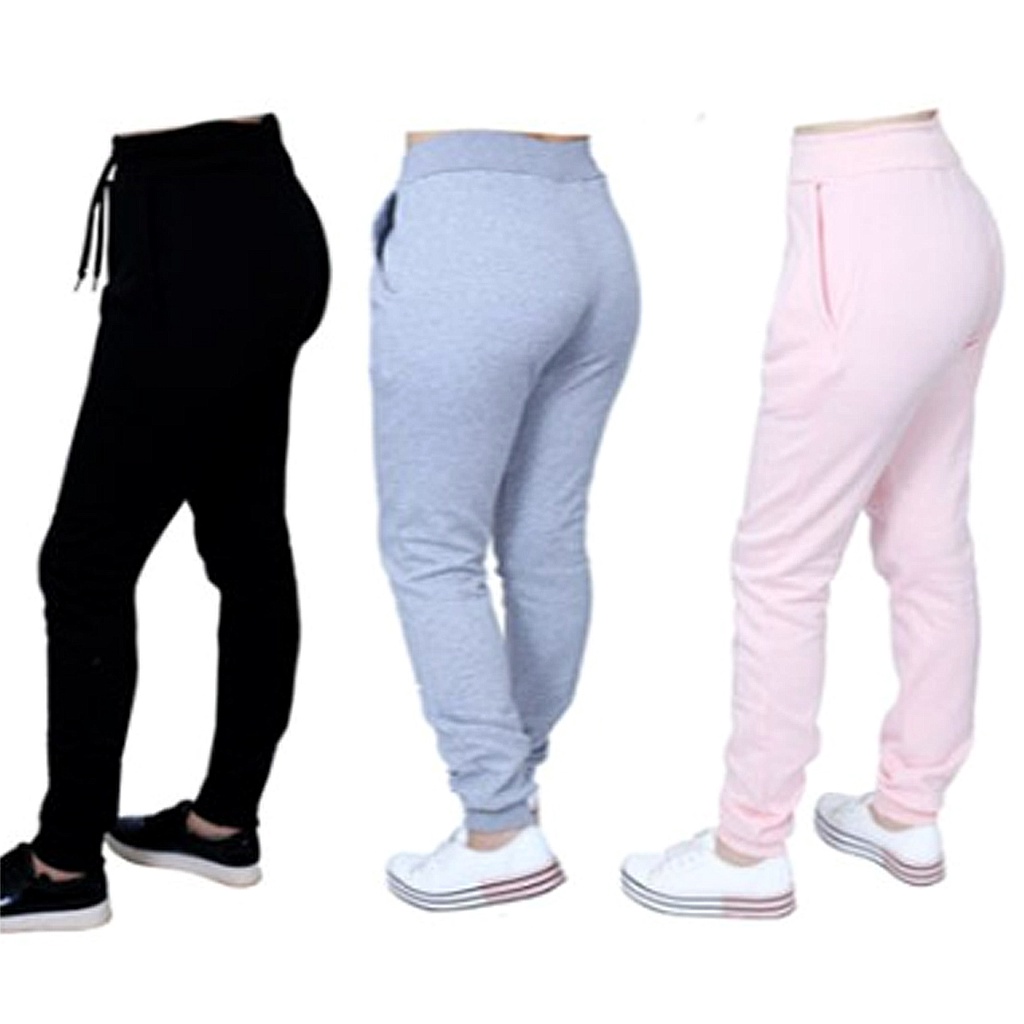 Calça Jogger Moletom Feminina com Bolso Flanelada Quentinha