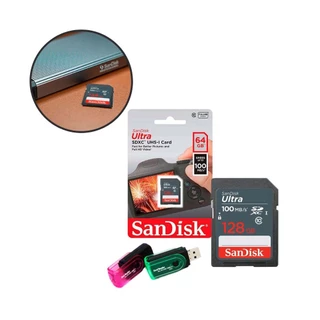 Cartão SDXC 128GB Sandisk Ultra 100MB/s + Leitor 15 em 1
