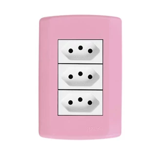 Tomada tripla 10A Pluzie Pluzi modular rosa