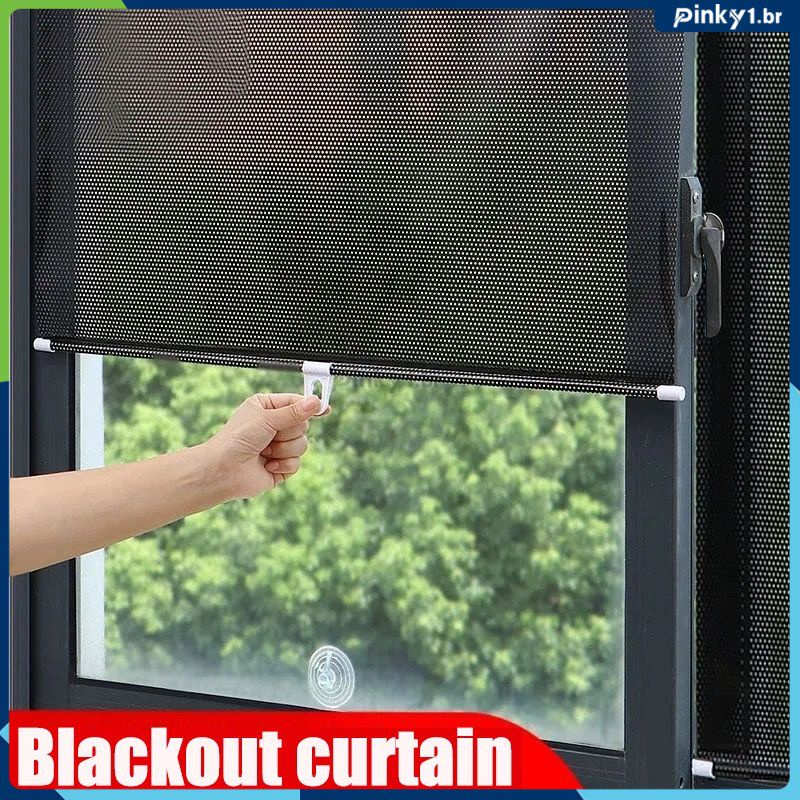 Apagável Toldo Cortinas Blackout Para Sala de estar Quarto Escritório Cozinha Ventosa Proteção Solar pinky1.br