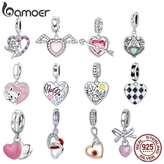 Bamoer 925 Silver Bead Vários Estilos Pingente De Amor Em Forma De Coração SCC2229 em Oferta na Shopee
