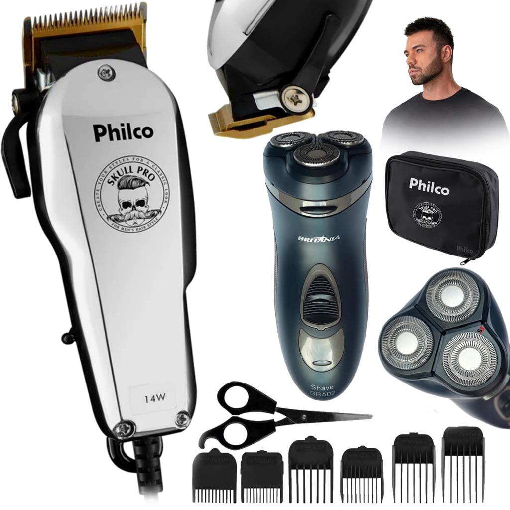 CORTADOR DE CABELO PROFISSIONAL PHILCO 14W E BARBEADOR KIT | Shopee Brasil
