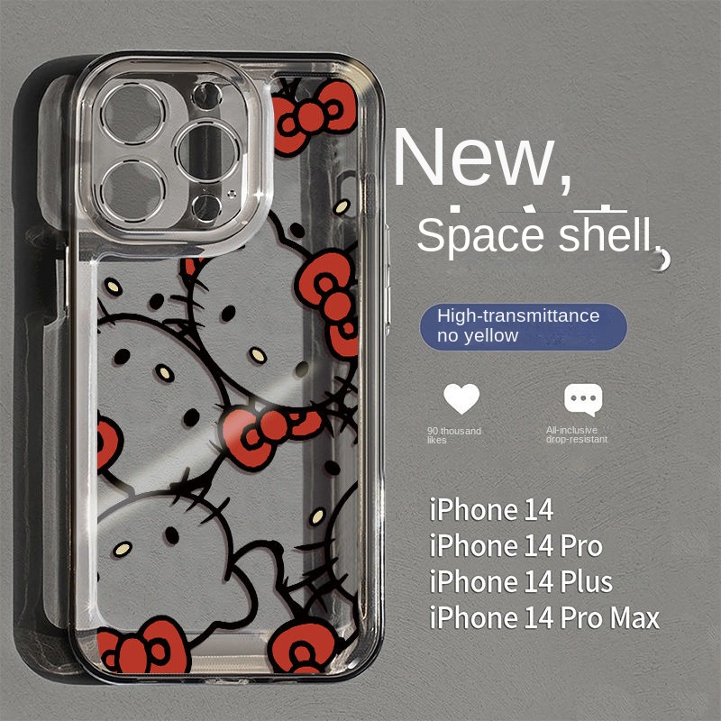 Nova capa de telefone 14promax 11promax 13pro Hello Kitty compatível com iPhone14 Apple 11/12 capa de telefone 13pro macio xsmax maré xr/x Silicone 6 7plus set 8plus