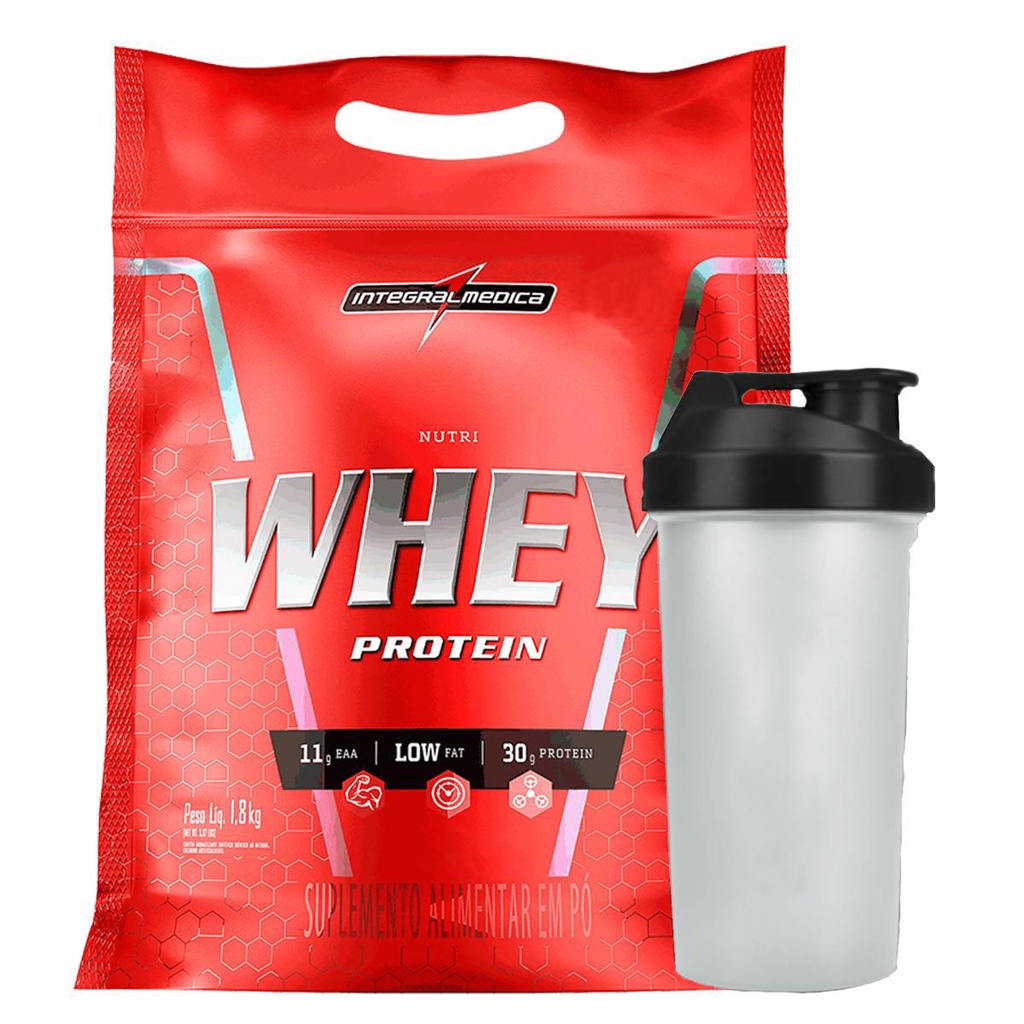 Whey protein Nutri Isolado Concentrado Cookie 1,8Kg Refil + Coqueteleira – Integralmedica