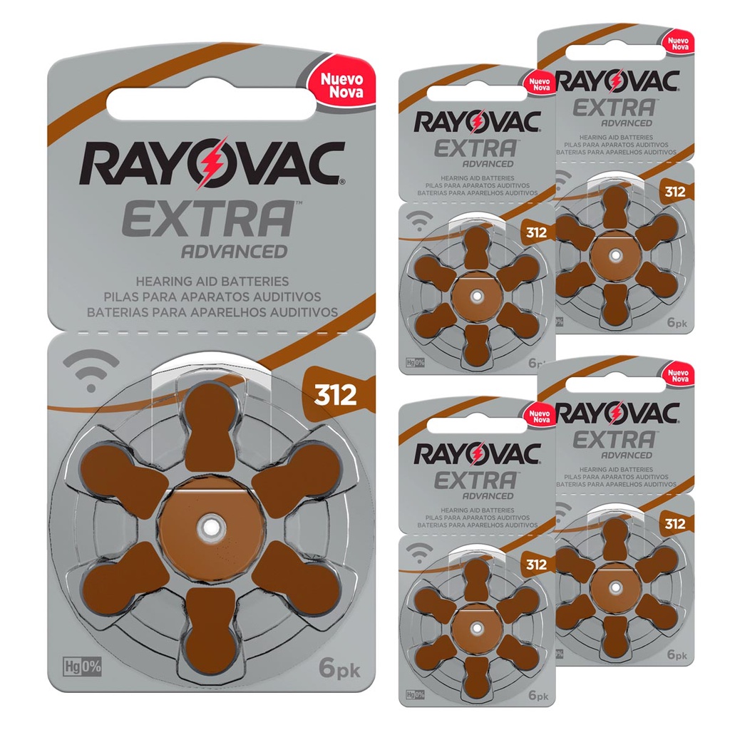 Pilhas Rayovac 312 Para Aparelhos Auditivos - Cartela Com 6 Unidades - 1,4V - Alto Desempenho