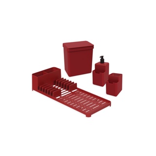 Kit Organize Sua Pia Coza Single 4 Peças Vermelho Bold