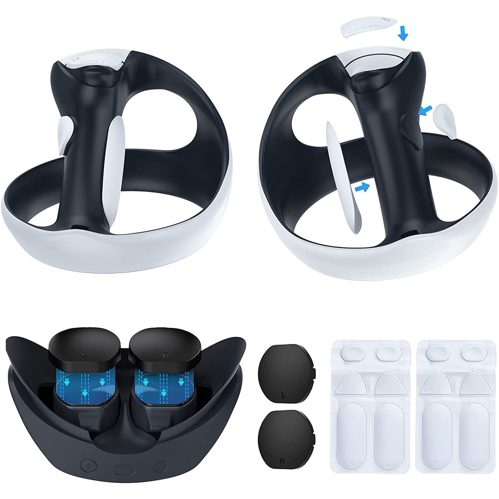 Miimall Para Protetor De Lente PS VR2 & Pads De Silicone Do Controlador , Playstation VR2 Acessórios De Lentes Tampa Protetora Macia Patch Reutilizável Gamepad
