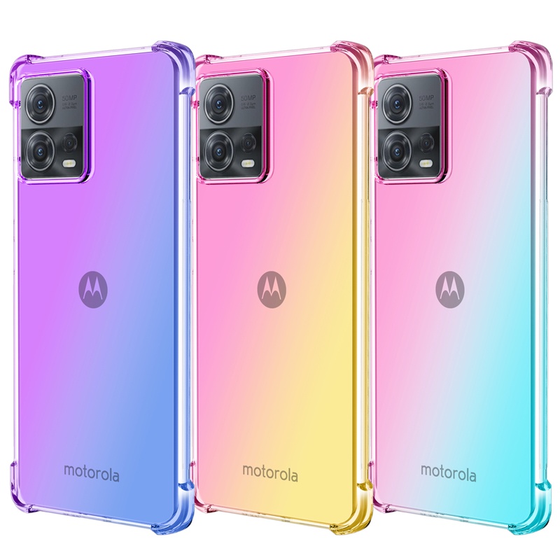 Capa De Airbag Com Gradiente De Cor Dupla Espessa Para Telefone Motorola S30 Pro Edge 30 Fusion Neo G200 G42 G71 G22 Macia À Prova De Choque TPU