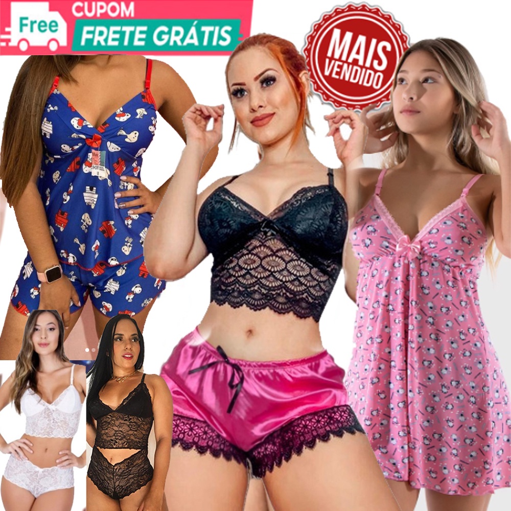 Baby Doll Espera Marido Caleçon Cetim Renda Luxo