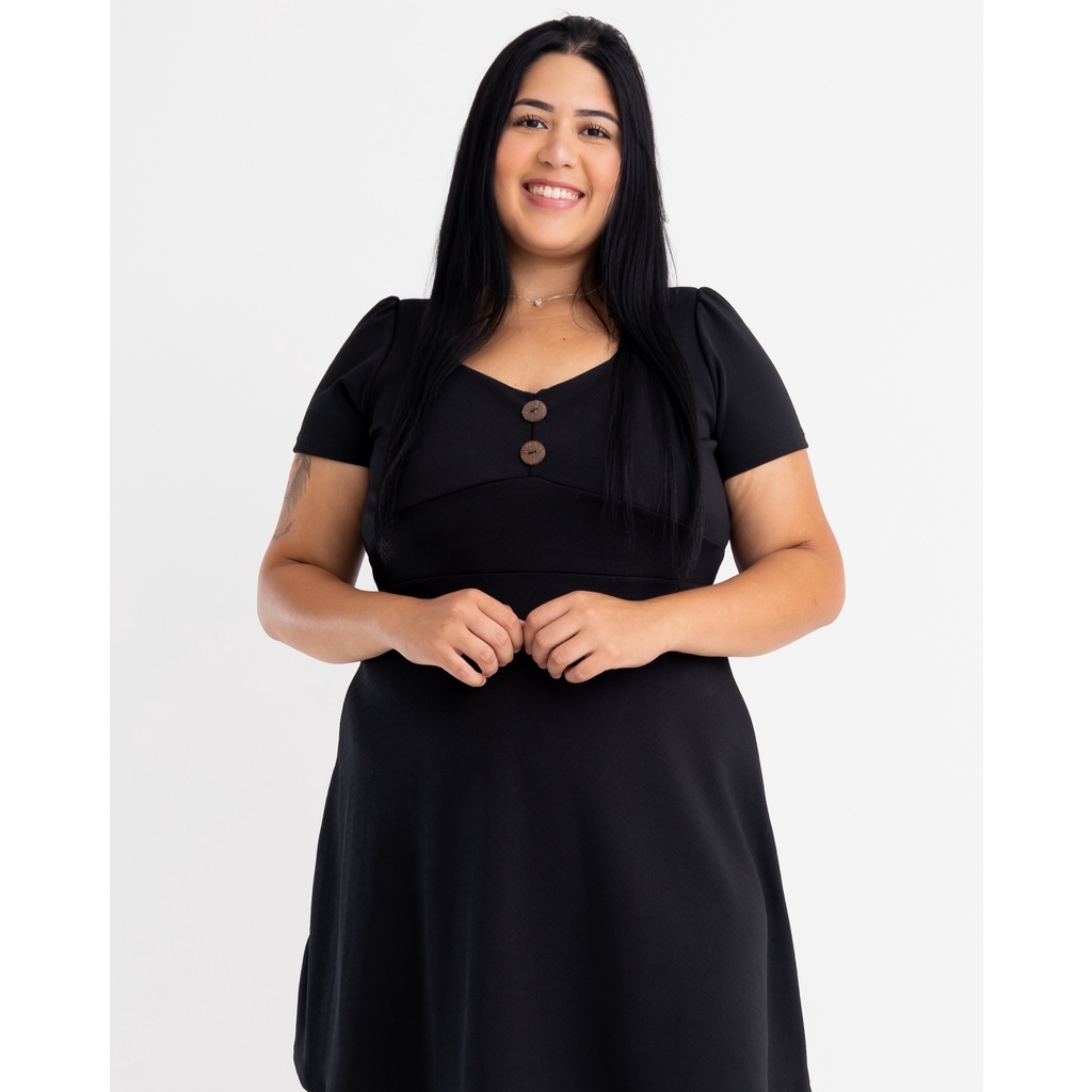 Vestido preto rodado plus sales size