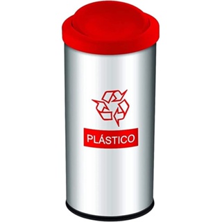Lixeira Com Tampa Basculante Brinox Decorline Para Coleta Seletiva Plástico 40,5 Litros Aço Inox