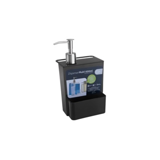 Dispenser Para Detergente Coza Multi Glass 600 ml Preto