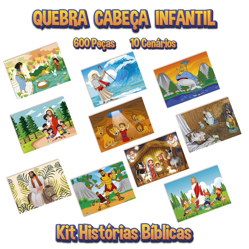 Quebra Cabeça - Kit Com 10 Modelos - Evangélicos