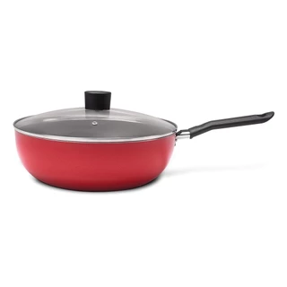 Wok Com Tampa Brinox Garlic Antiaderente 4,1 Litros 28x9 cm Vermelho em Oferta na Shopee