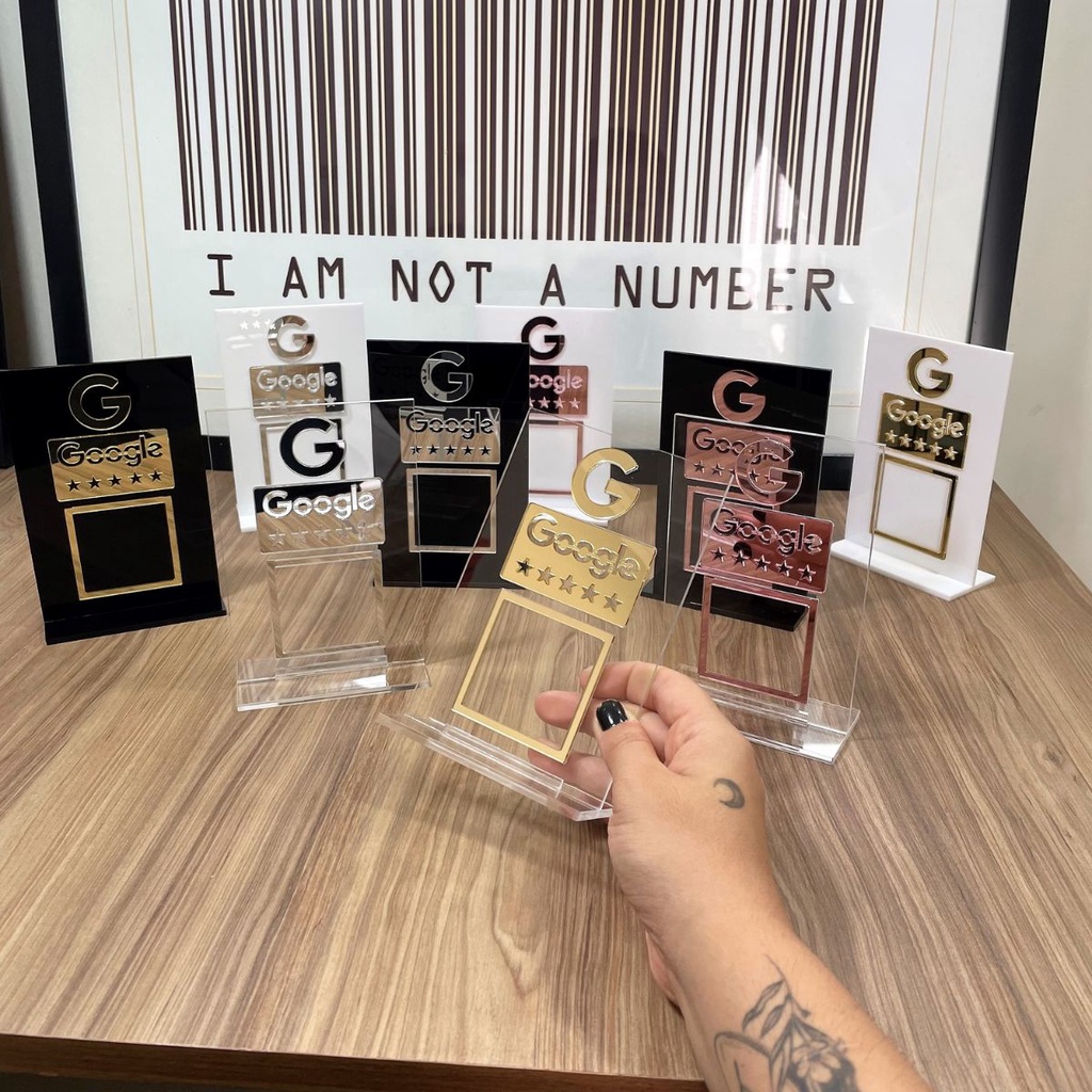 Placa QrCode para Mesa ou Balcão Avaliação Google - Acrílico