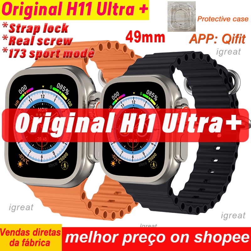 H11 Ultra + Relógio Inteligente 8 Fechadura De Pulseira Parafuso Real 49mm IWO Homens Série 8 NFC Carregamento Sem Fio Bluetooth Chamada Smartwatch Mulheres