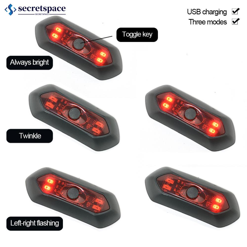 SECRETSPACE 4 Led Capacete Recarregável Motocicleta Bicicleta Luz Traseira De Alerta Alta Brilhante Piscando Impermeável Com 3 Modos USB O9W5