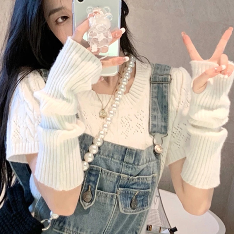 Luvas Longas Sem Dedos Y2k JK Lolita De Malha/Gothic Punk Japonês