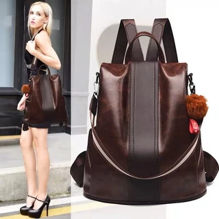 Mochila feminina Couros Mochila escolar Minimalista vintage anti-roubo mochila Grande capacidade, à prova d'água e durável Envios do Brasil