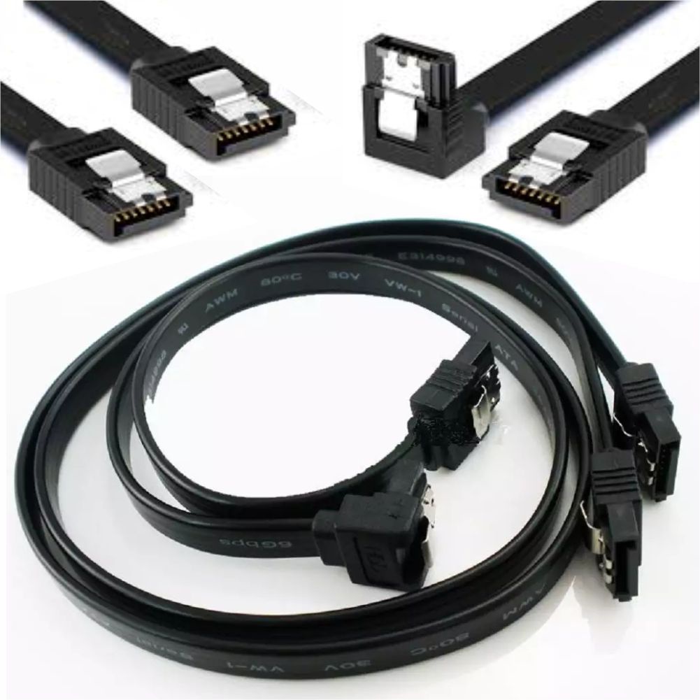 Kit 2 Cabos Sata Transferencia Dados Preto PC Desktop Servidor 35cm
