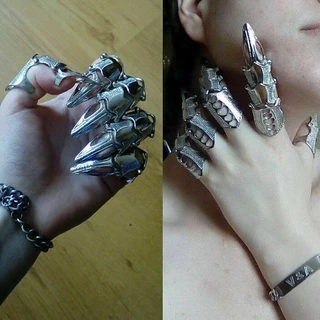 Anel De Armadura Retro Cool Armor Ring Gótico Junta Do Crânio Knuckle Full Finger Claw Rock Criativo