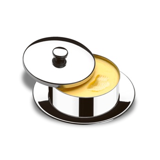 Manteigueira Redonda Com Pires Brinox Atina 130 g Aço Inox