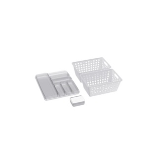 Kit Para Organizar Gavetas Escritório Home Office Coza 4 Peças Branco Natural