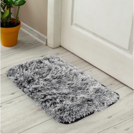 Tapete Peludo para Porta Felpudo Cinza Mesclado 40cm x 60cm Antiderrapante