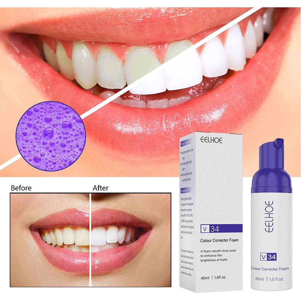 45mL Eelhoe V34 Foam Whitening Toothpaste Teeth Colour Corrector Stain