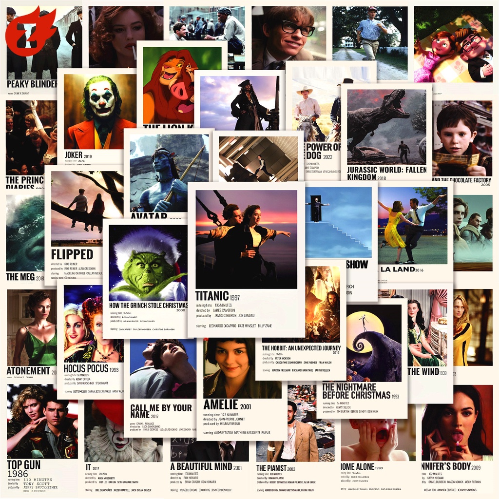 Adesivo De Pôster De Filme ~ 50pcs/Conjunto De Adesivos De Grafite À Prova D'água Para Copos De Água Bagagem