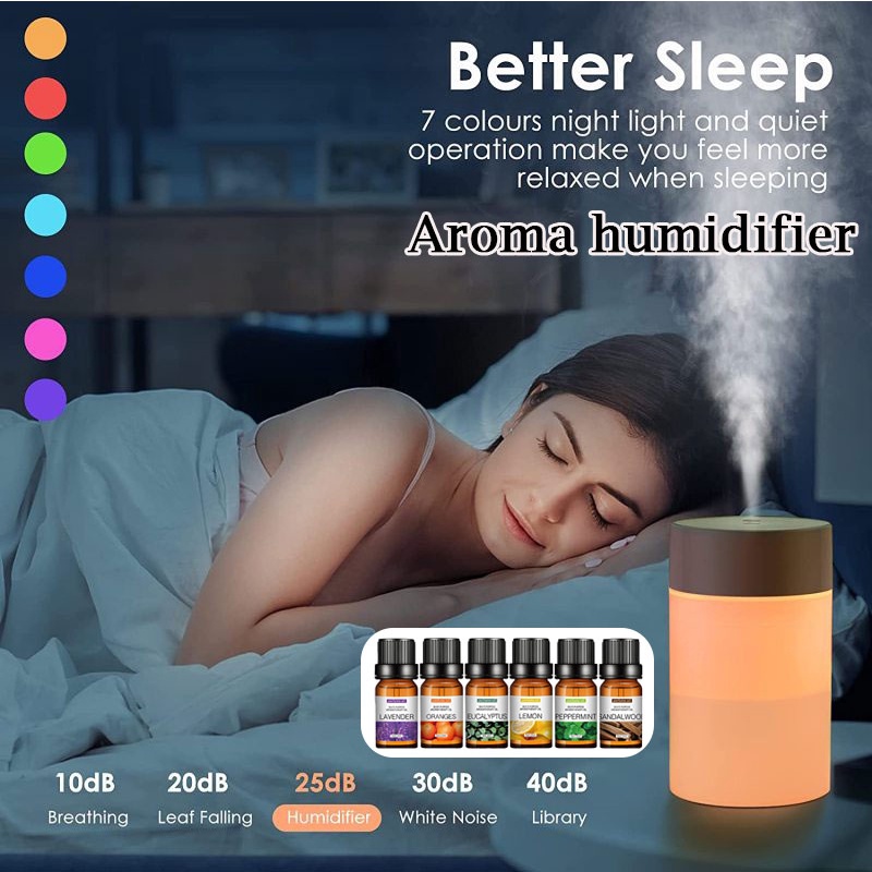 260ML Luzes Coloridas Umidificador Ultrassônico Sem Fio Recarregável Portátil