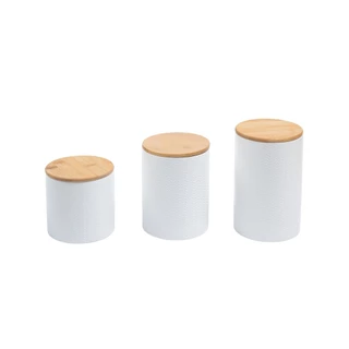 Kit 3 potes dolomita com tampa de bambu zig zag 900ml, 1,2l e 1,5l - Oikos
