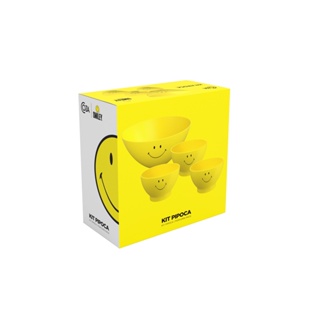 Kit Pipoca Cumbuca e Tigelas 500ml Smiley e Coza