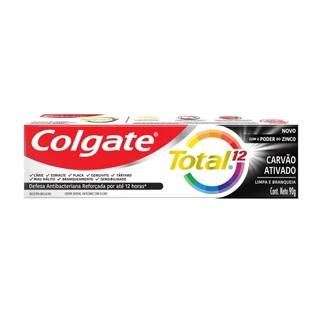 Creme Dental Colgate Total 12 Carvão Ativado 90g em Oferta na Shopee