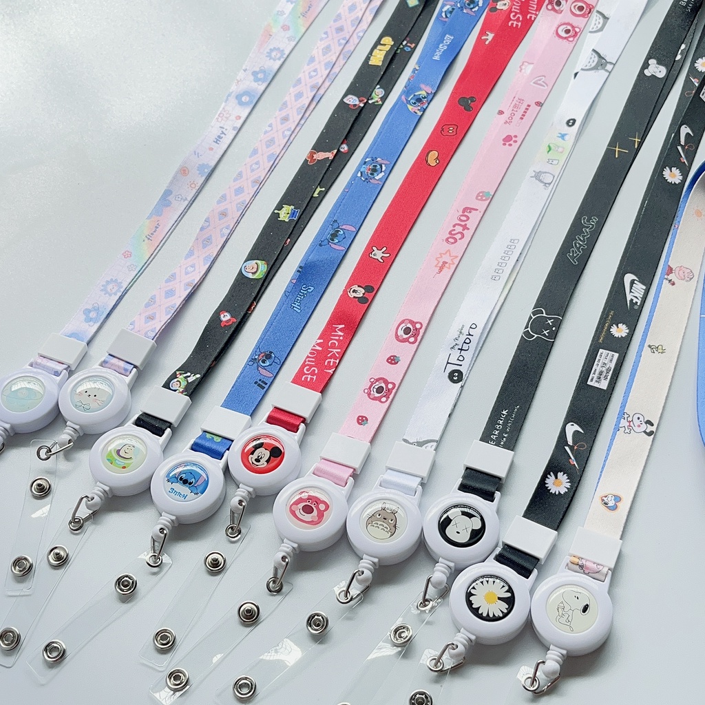 Nome Tag Elástico Alça Elástica Easy Stretch Buckle Campus Card Pendurado Urso Preto Totoro Long Lanyard