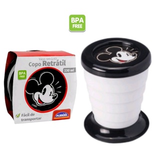 Copo Retratil Com Tampa Mickey Mouse 330ml Bpa Free Plasutil