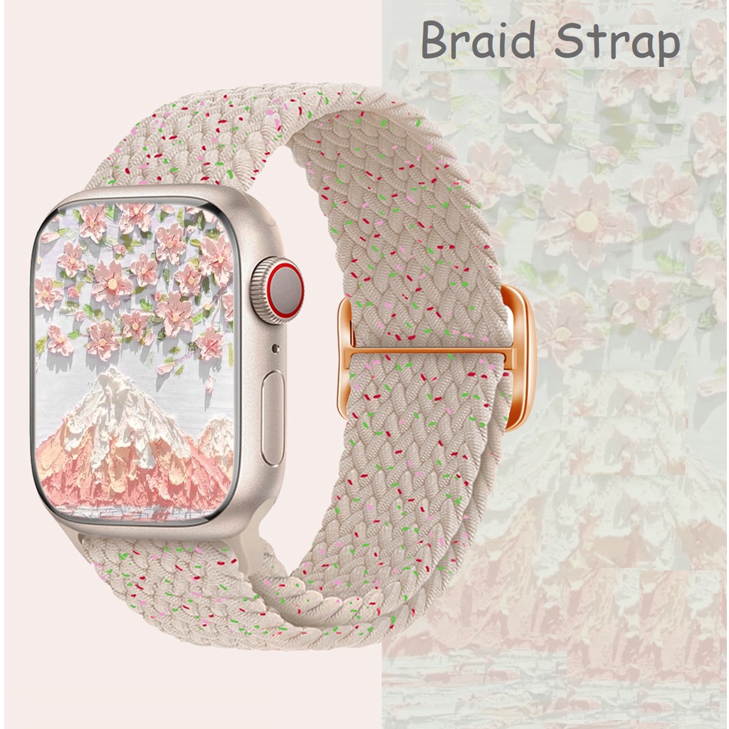 Bracelete De Nylon Trançado Floral Para Relógio Apple iwatch S8 Ultra ...