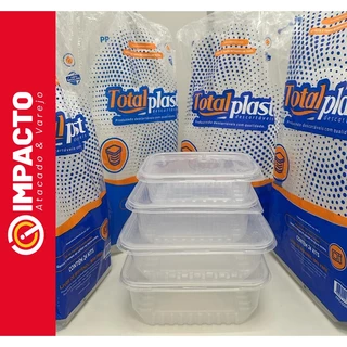 24un Pote retangular Marmita Descartável 250 / 500 / 750 / 1000ml Fitness Fit Freezer Microondas dieta TOTALPLAST - Igual da marca PRA FESTA