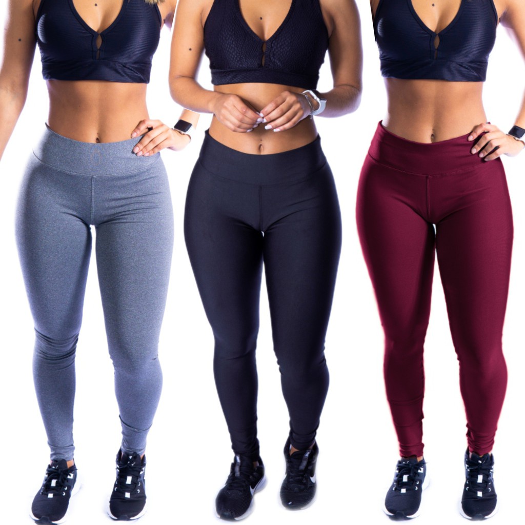 Llevo Modas KIT 2 Calças Legging Feminina Preta - Colorida Grossa Fitness  ou Dia A Dia