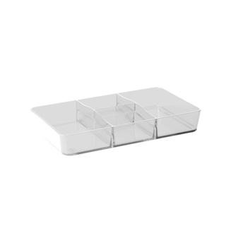 Organizador com 4 divisórias Retangular Coza Retrô 26,5 x 16,5 x 4,5 cm Cristal