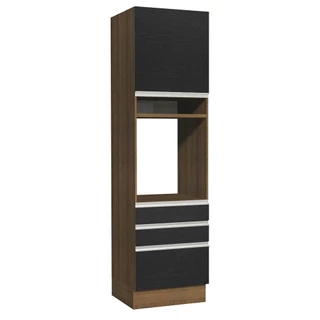Torre Quente Armário de Cozinha 60 cm 1 Porta 3 Gavetas Rustic/Preto Glamy Madesa em Oferta na Shopee