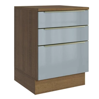 Balcão 60 cm 3 Gavetas Rustic/Cinza Lux Madesa em Oferta na Shopee